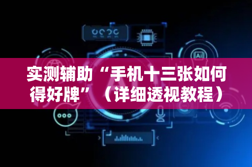 实测辅助“手机十三张如何得好牌”（详细透视教程）-哔哩哔哩