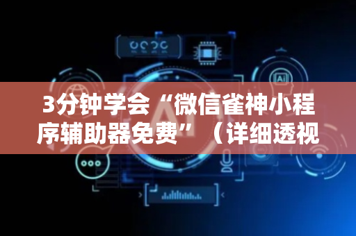 3分钟学会“微信雀神小程序辅助器免费”（详细透视教程）-哔哩哔哩