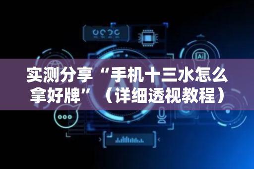 实测分享“手机十三水怎么拿好牌”（详细透视教程）-哔哩哔哩