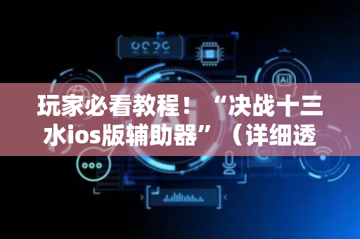 玩家必看教程！“决战十三水ios版辅助器”（详细透视教程）-哔哩哔哩