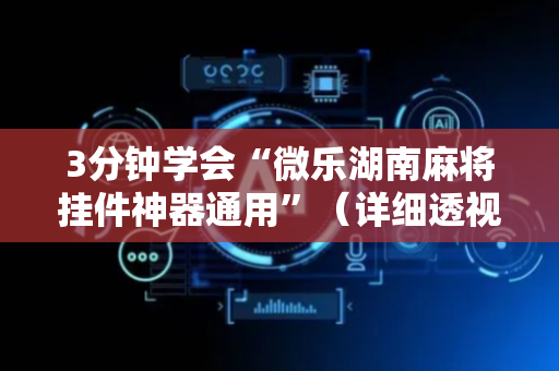 3分钟学会“微乐湖南麻将挂件神器通用”（详细透视教程）-哔哩哔哩
