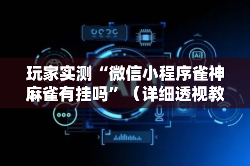玩家实测“微信小程序雀神麻雀有挂吗”（详细透视教程）-哔哩哔哩
