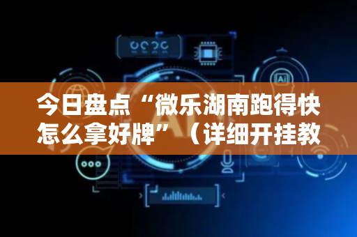 今日盘点“微乐湖南跑得快怎么拿好牌”（详细开挂教程）-哔哩哔哩