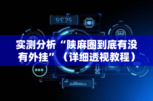 实测分析“陕麻圈到底有没有外挂”（详细透视教程）-哔哩哔哩