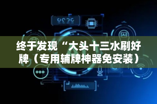 终于发现“大头十三水刷好牌（专用辅牌神器免安装）