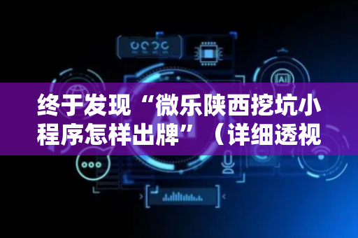 终于发现“微乐陕西挖坑小程序怎样出牌”（详细透视教程）-哔哩哔哩