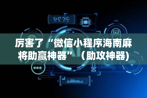 厉害了“微信小程序海南麻将助赢神器”（助攻神器)