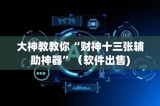 大神教教你“财神十三张辅助神器”（软件出售)