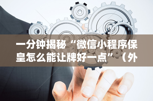 一分钟揭秘“微信小程序保皇怎么能让牌好一点”（外辅工具)