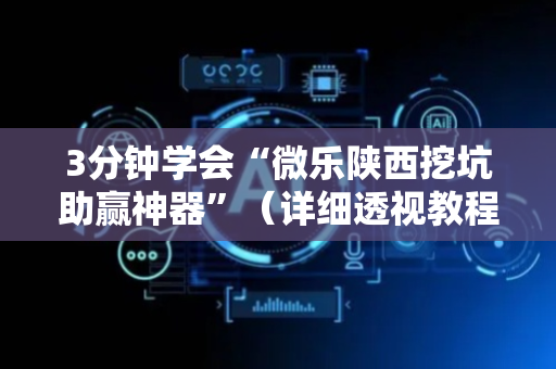 3分钟学会“微乐陕西挖坑助赢神器”（详细透视教程）-哔哩哔哩