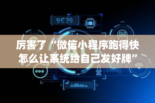 厉害了“微信小程序跑得快怎么让系统给自己发好牌”（是否能开挂)