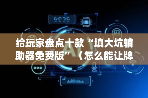 给玩家盘点十款“填大坑辅助器免费版”（怎么能让牌好一点)
