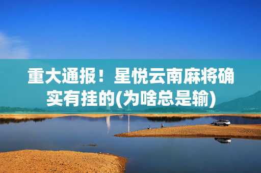 重大通报！星悦云南麻将确实有挂的(为啥总是输)