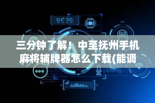 三分钟了解！中至抚州手机麻将辅牌器怎么下载(能调胜率吗)