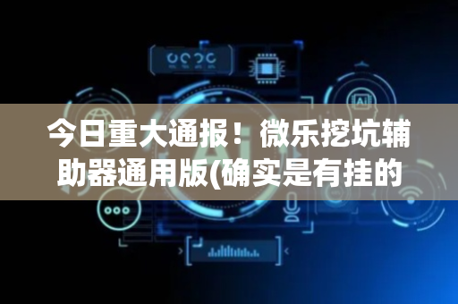 今日重大通报！微乐挖坑辅助器通用版(确实是有挂的)