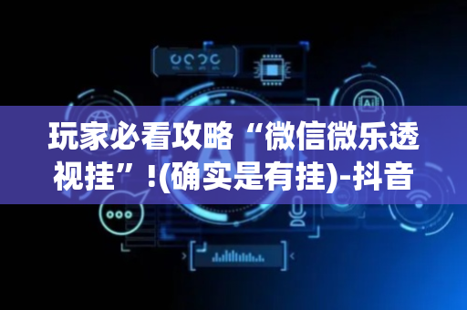 玩家必看攻略“微信微乐透视挂”!(确实是有挂)-抖音