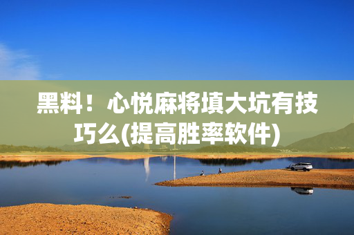 黑料！心悦麻将填大坑有技巧么(提高胜率软件)