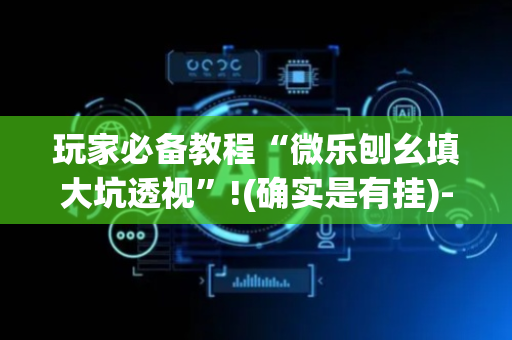 玩家必备教程“微乐刨幺填大坑透视”!(确实是有挂)-抖音