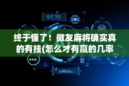终于懂了！微友麻将确实真的有挂(怎么才有赢的几率)