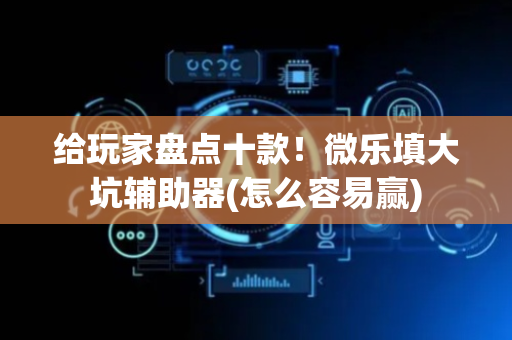给玩家盘点十款！微乐填大坑辅助器(怎么容易赢)