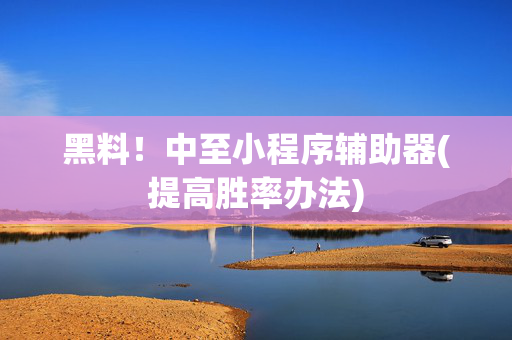 黑料！中至小程序辅助器(提高胜率办法)