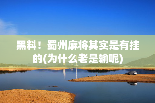 黑料！蜀州麻将其实是有挂的(为什么老是输呢)