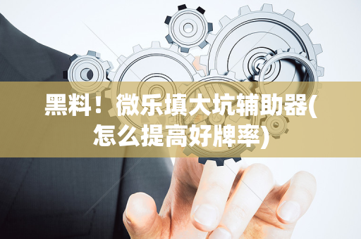 黑料！微乐填大坑辅助器(怎么提高好牌率)