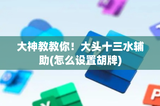大神教教你！大头十三水辅助(怎么设置胡牌)