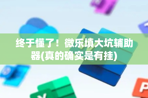 终于懂了！微乐填大坑辅助器(真的确实是有挂)