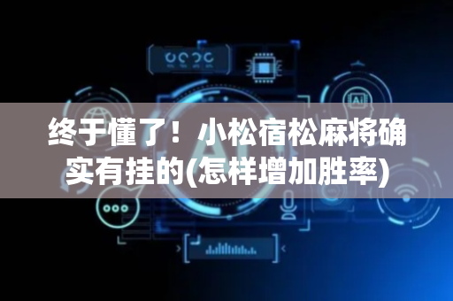 终于懂了！小松宿松麻将确实有挂的(怎样增加胜率)