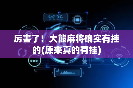 厉害了！大熊麻将确实有挂的(原来真的有挂)