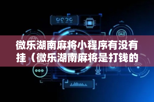 微乐湖南麻将小程序有没有挂（微乐湖南麻将是打钱的吗）