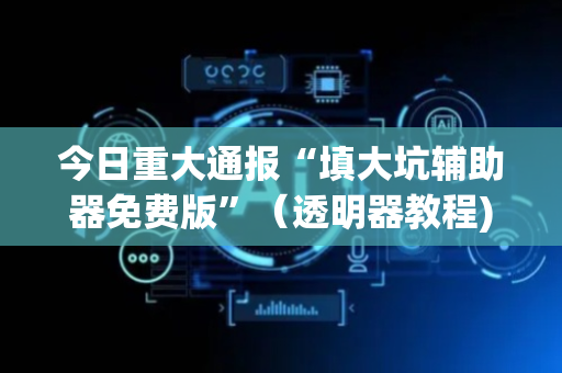 今日重大通报“填大坑辅助器免费版”（透明器教程)