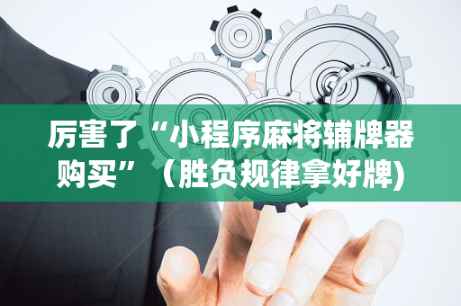 厉害了“小程序麻将辅牌器购买”（胜负规律拿好牌)
