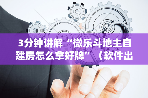 3分钟讲解“微乐斗地主自建房怎么拿好牌”（软件出售)
