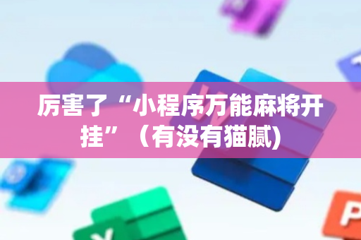 厉害了“小程序万能麻将开挂”（有没有猫腻)