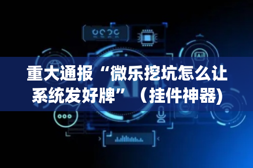 重大通报“微乐挖坑怎么让系统发好牌”（挂件神器)