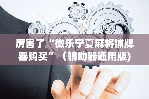 厉害了“微乐宁夏麻将铺牌器购买”（辅助器通用版)