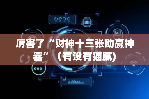 厉害了“财神十三张助赢神器”（有没有猫腻)