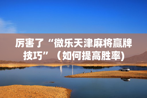 厉害了“微乐天津麻将赢牌技巧”（如何提高胜率)