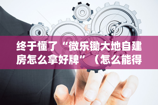 终于懂了“微乐锄大地自建房怎么拿好牌”（怎么能得到好牌)