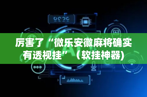 厉害了“微乐安徽麻将确实有透视挂”（软挂神器)