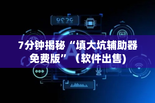 7分钟揭秘“填大坑辅助器免费版”（软件出售)