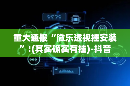 重大通报“微乐透视挂安装”!(其实确实有挂)-抖音