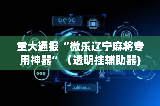 重大通报“微乐辽宁麻将专用神器”（透明挂辅助器)