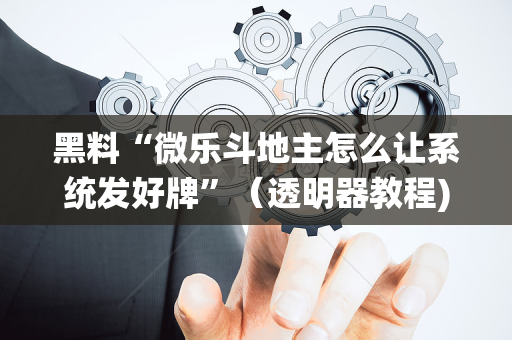 黑料“微乐斗地主怎么让系统发好牌”（透明器教程)
