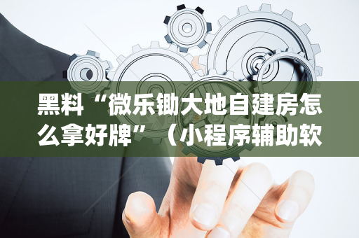 黑料“微乐锄大地自建房怎么拿好牌”（小程序辅助软件)