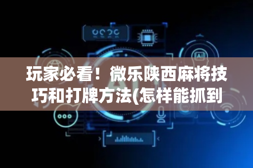 玩家必看！微乐陕西麻将技巧和打牌方法(怎样能抓到好牌)