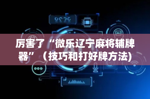 厉害了“微乐辽宁麻将辅牌器”（技巧和打好牌方法)