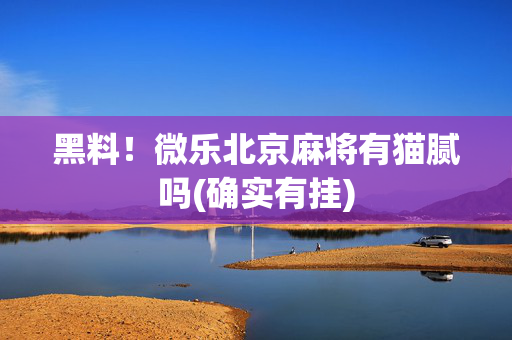 黑料！微乐北京麻将有猫腻吗(确实有挂)